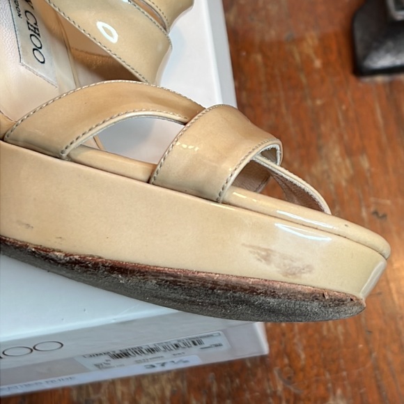 JIMMY CHOO Lucia Wedges with Box and Dust Bags | Nude | Size 37.5 - Picture 15 of 16